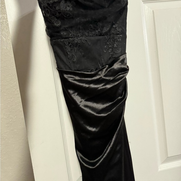 Stunning black silky dress with lace back in size Medium. - Picture 6 of 6